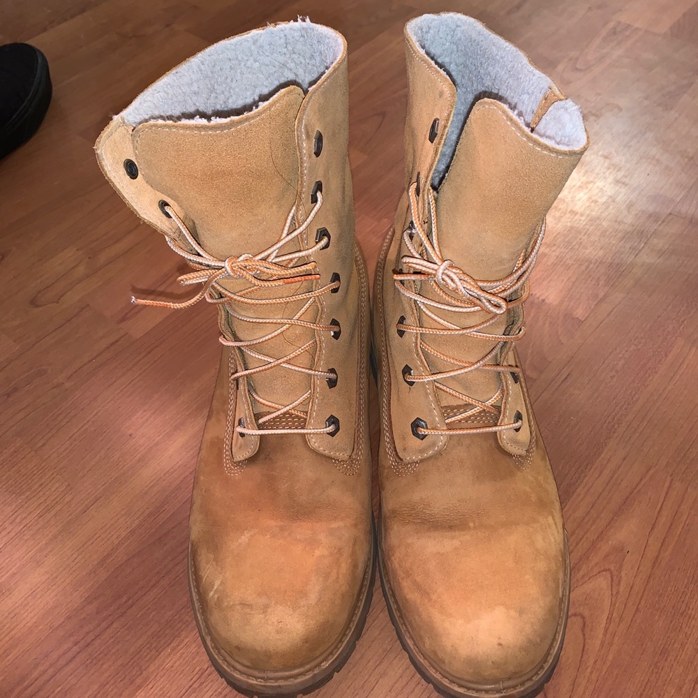 Wool lined timberlands